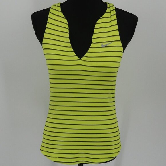 Nike Dri-Fit Yellow Gray Striped Athletic Tank Top Size Small - Picture 1 of 6